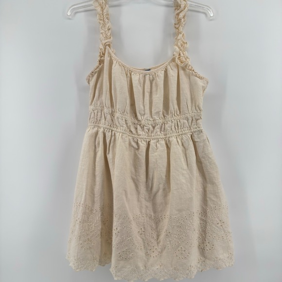 Old Navy Dresses & Skirts - Old Navy Womens XL Ruffled Strap Smocked Waist Eyelet Dress Cream Coquette